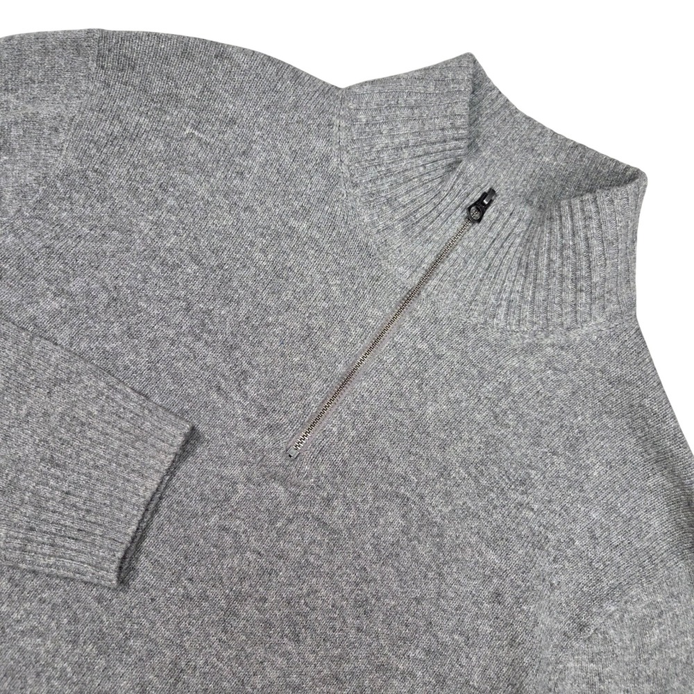 J.Crew Sweater Mens XL Grey Merino Wool 1/4 Zip Pullover Mock Luxury Preppy